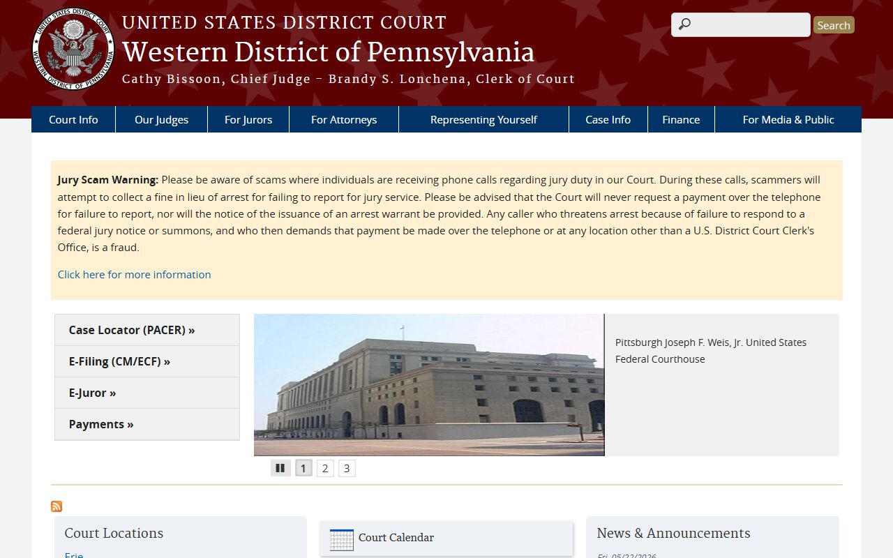 Western District of Pennsylvania federal court for Erie County