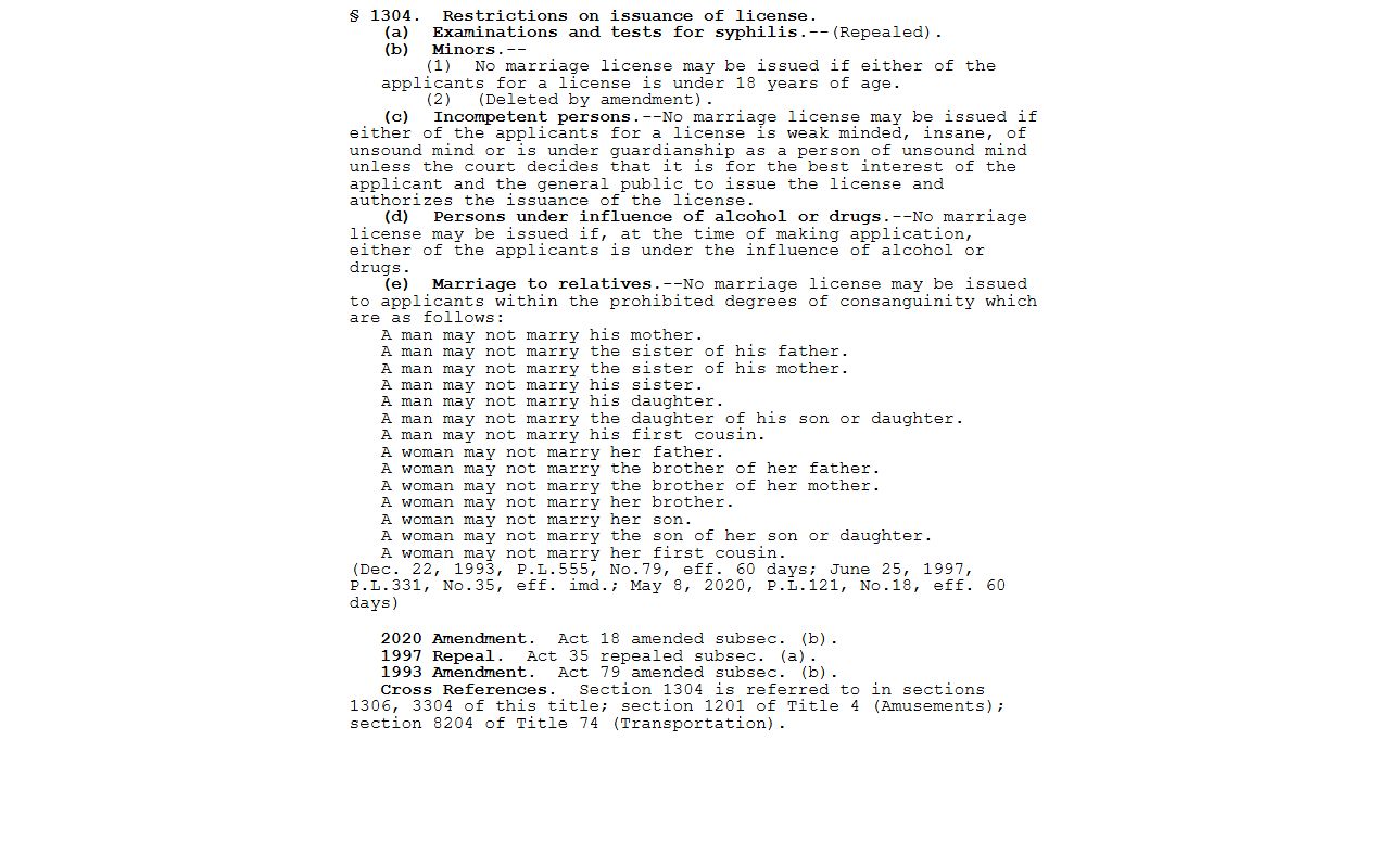 Pennsylvania marriage license statute for Erie County