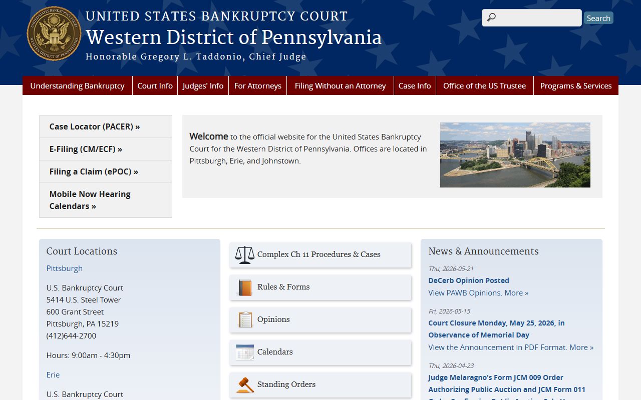 Western District of Pennsylvania bankruptcy court for Erie County
