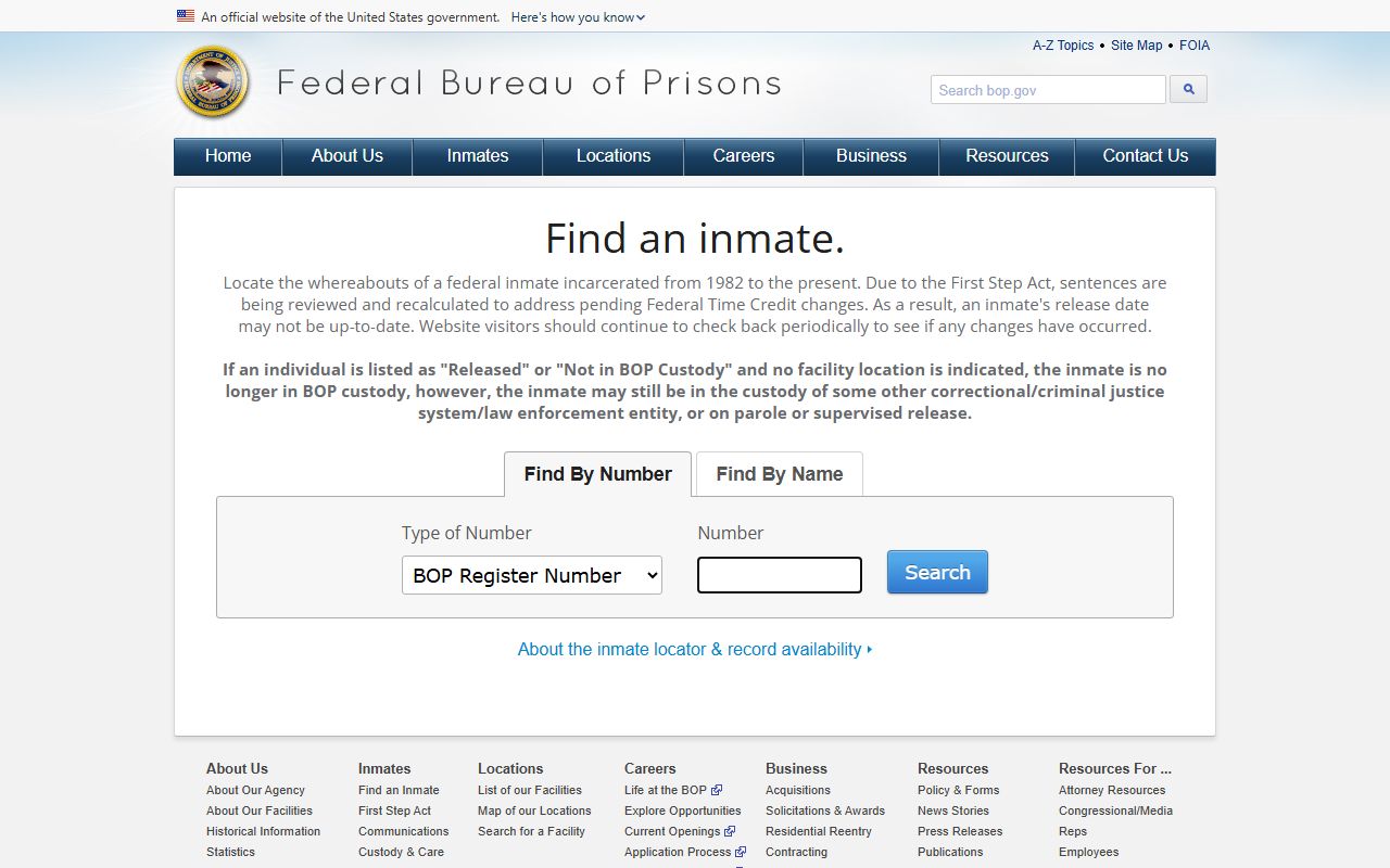 Federal BOP inmate locator for released Erie County federal inmates