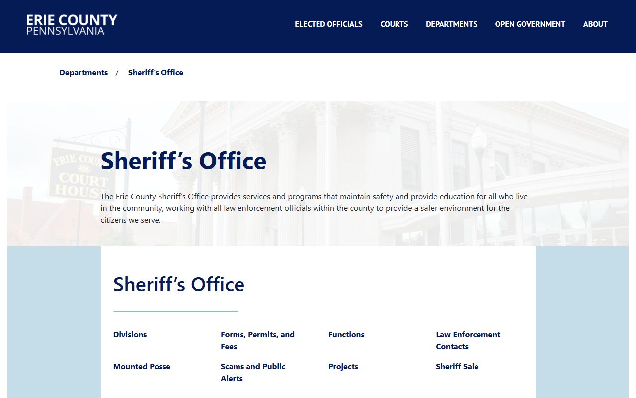 Erie County Sheriff's Office warrant records and scam warning